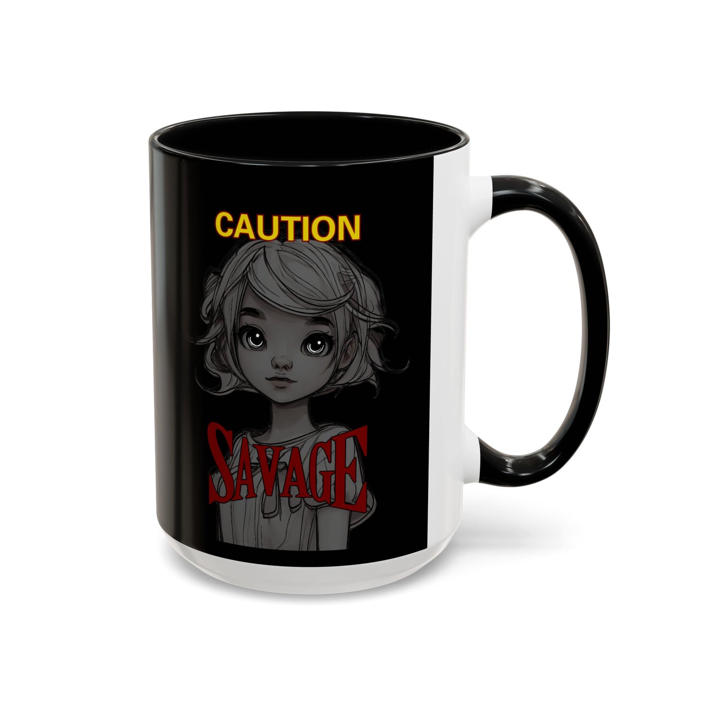Caution, Savage Black Accent Mug by cypherpunkgear.com