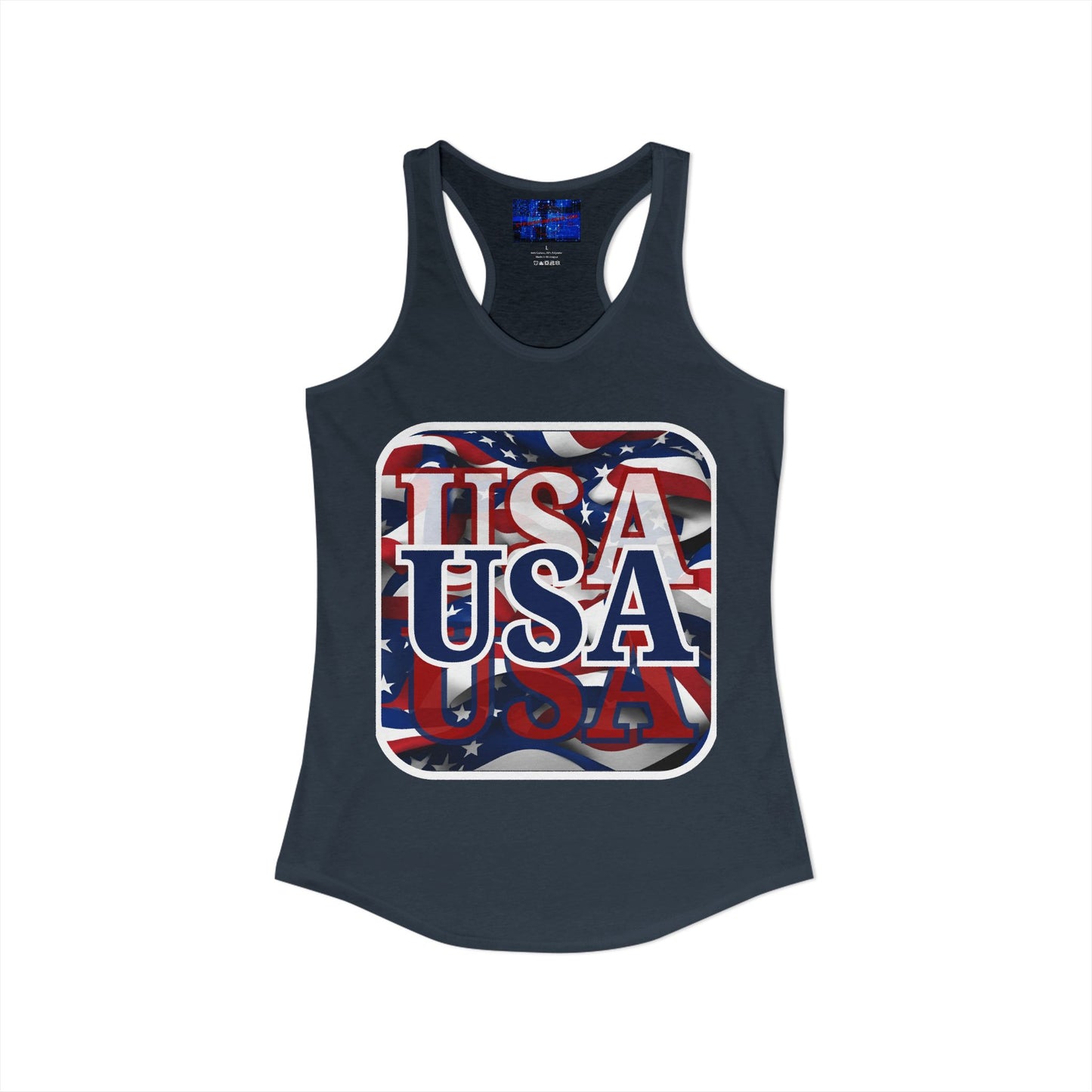 Red White and BLUE USA Patriot Women's Racerback Tank Top by cypherpunkgear.com