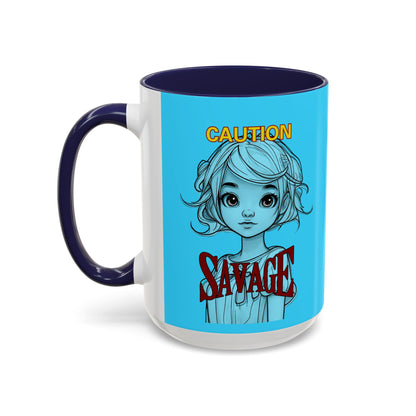 Caution, Savage Light Blue Accent Mug by cypherpunkgear.com