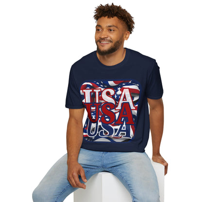 RED White and Blue USA Patriot Dark colors Unisex T-Shirt by cypherpunkgear.com