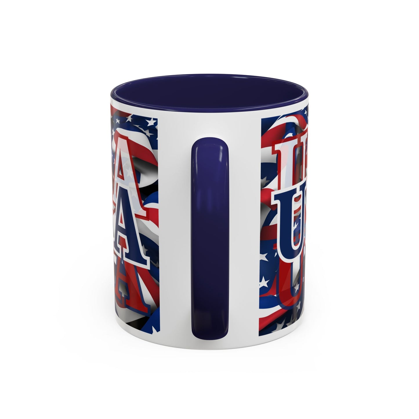 USA Blue font Center Patriot Accent Mug by cypherpunkgear.com