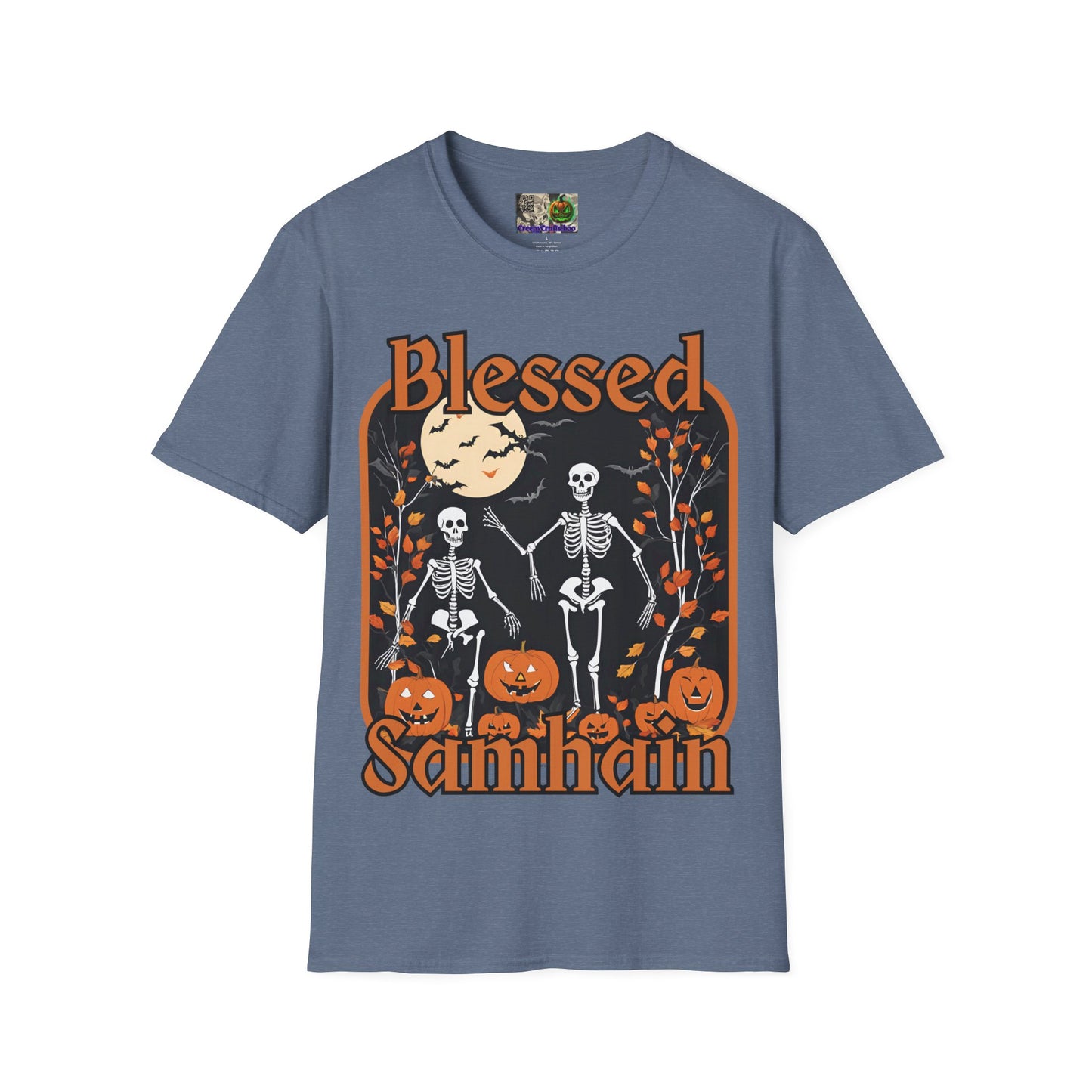 Spooktacular Skeletons of Samhain Dark colors Unisex T-Shirt by CreepyCrafts.boo