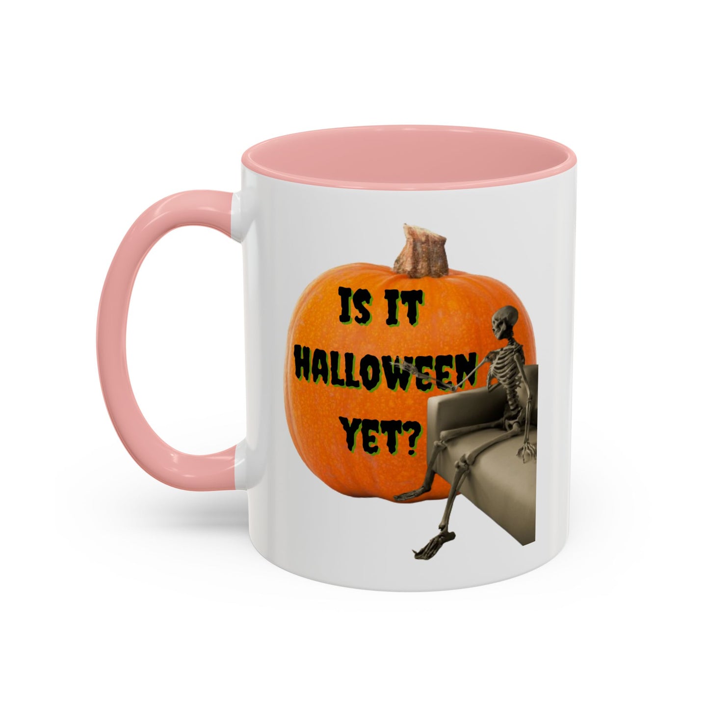 Is it Halloween yet? Skeleton's Giant Pumpkin White Accent Mug by CreepyCrafts.boo