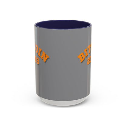 Bitcoin 2009 Grey Accent Mug by cypherpunkgear.com