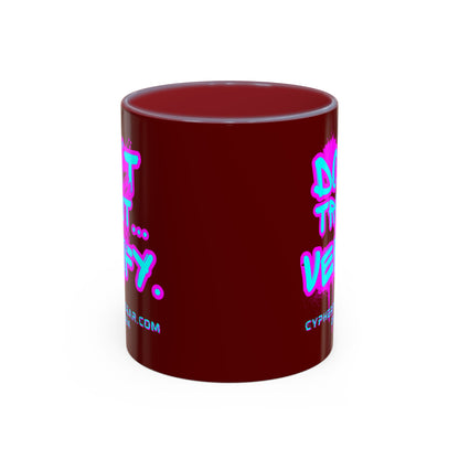Don't Trust...Verify. Red Accent Mug by cypherpunkgear.com