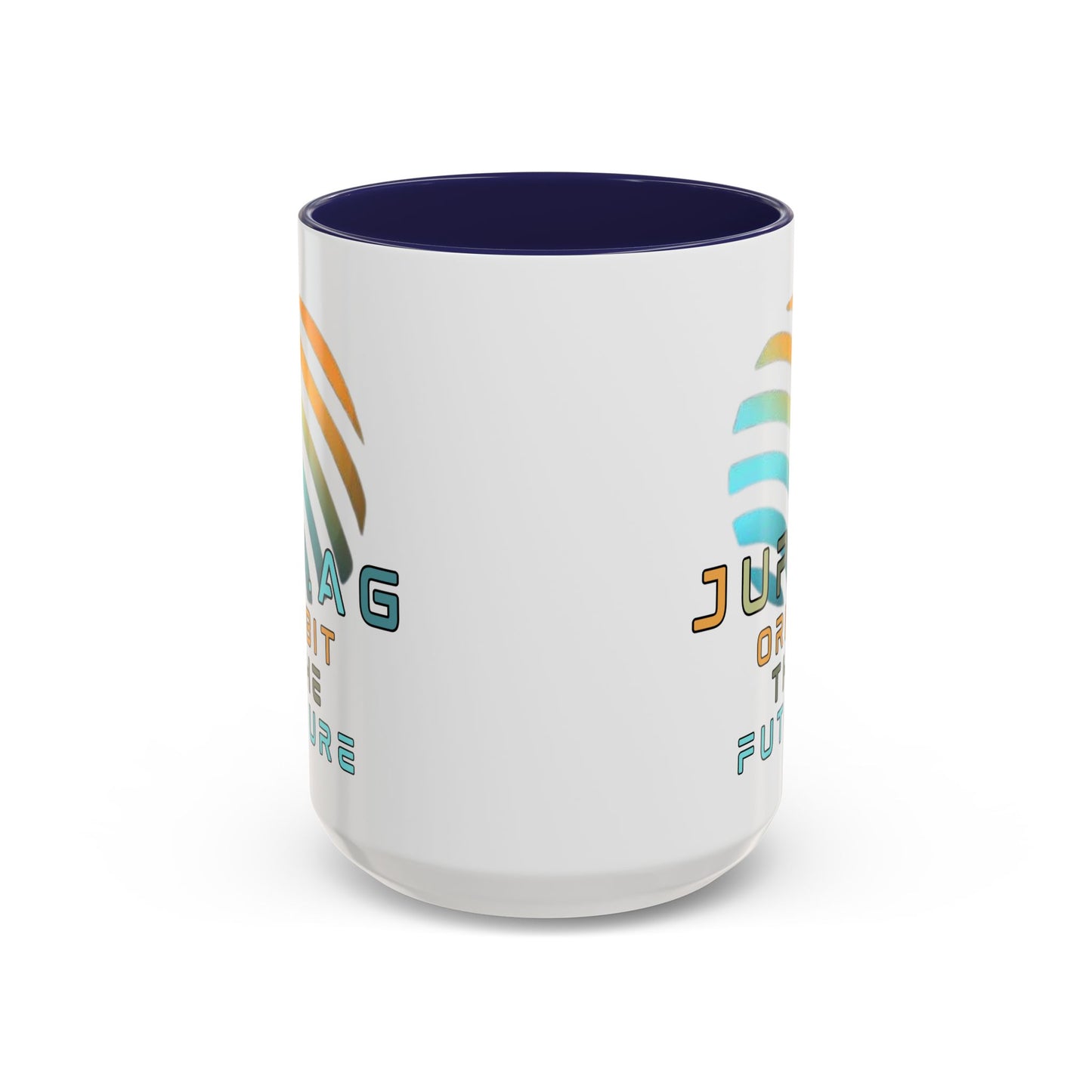 Jupiter (JUP) Orbit the Future White Accent Mug by cypherpunkgear.com