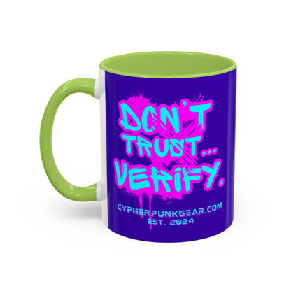 Don't Trust...Verify. Dark Purple Accent Mug by cypherpunkgear.com