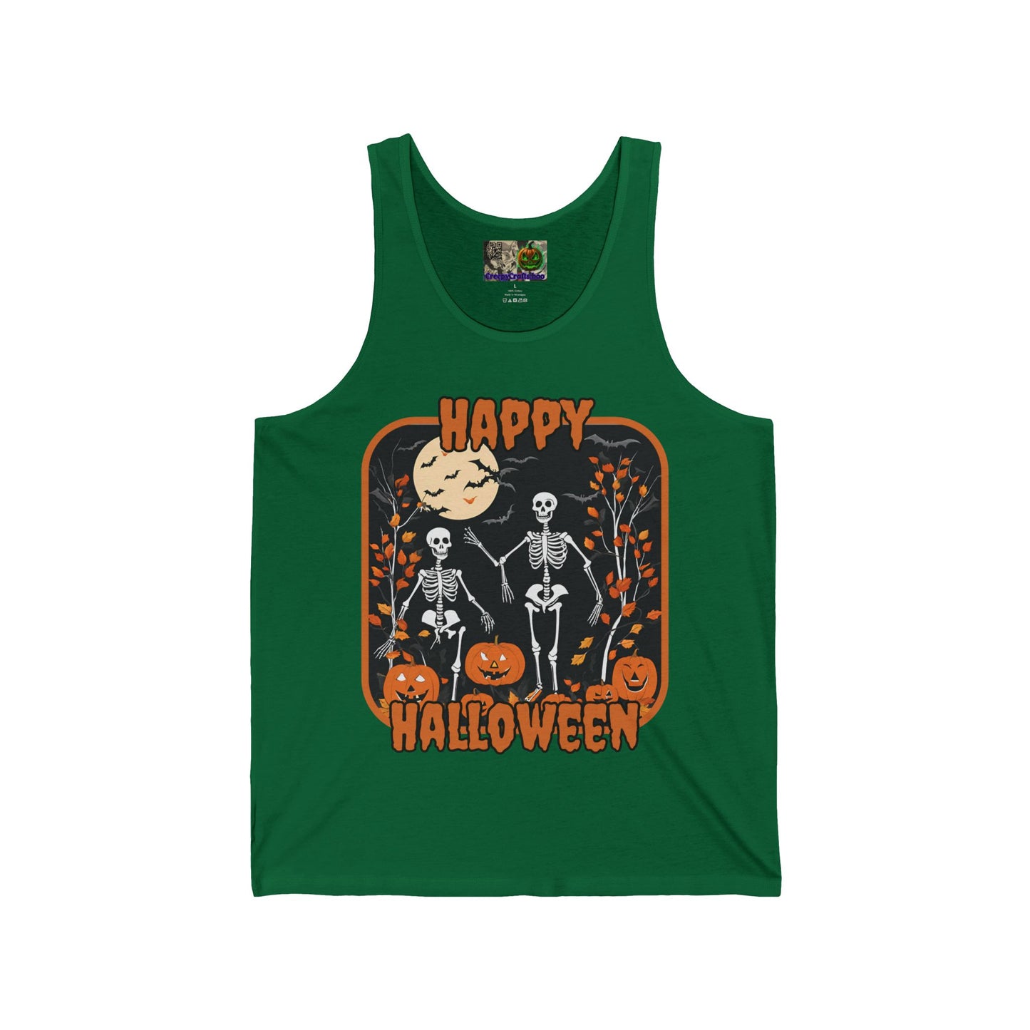 Spooktacular Skeletons of Halloween Unisex Jersey Tank Top by CreepyCrafts.boo