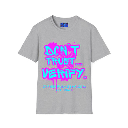 Don't Trust...Verify. Light colors Unisex T-Shirt by cypherpunkgear.com