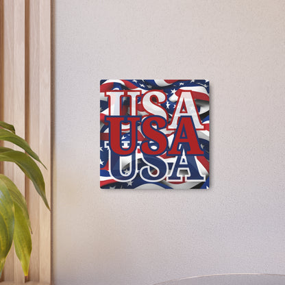 USA! USA! USA Red Center Metal Art Sign by cypherpunkgear