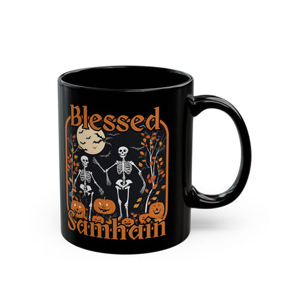 Spooktacular Skeletons of Samhain Black Mug by cypherpunkgear