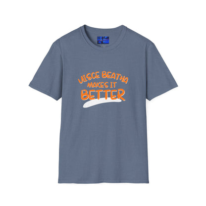 Uisce Beatha makes it better Orange font Dark colors Unisex T-Shirt by cypherpunkgear.com