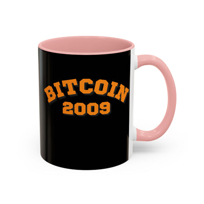 Bitcoin 2009 Black Accent Mug by cypherpunkgear.com