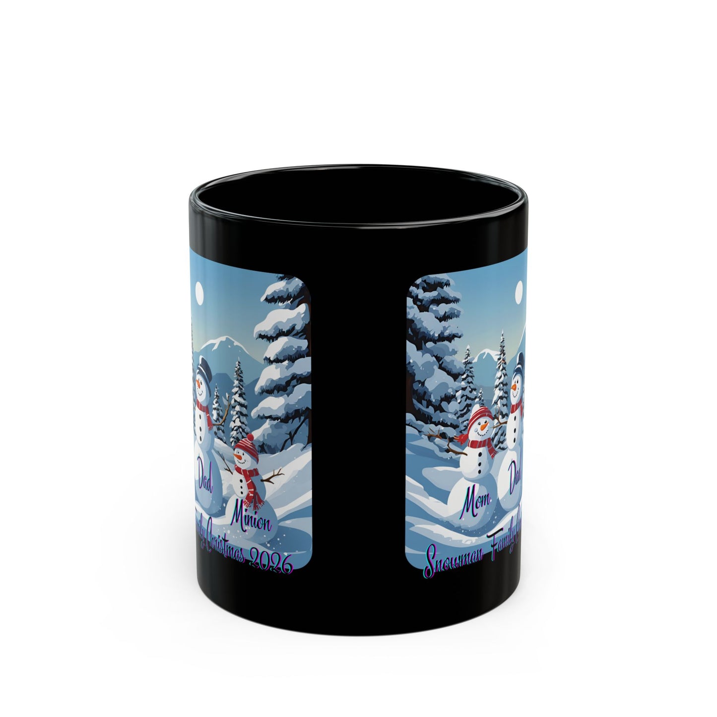 Snowman Family of 3 Black Mug by cypherpunkgear.com