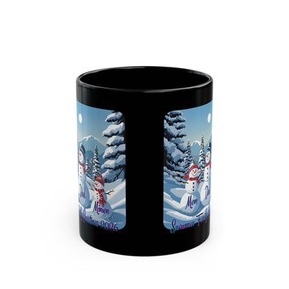 Snowman Family of 3 Black Mug by cypherpunkgear.com