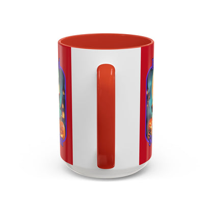 Blessed Samhain Little Witch Purple font Red Accent Mug by CreepyCrafts.boo