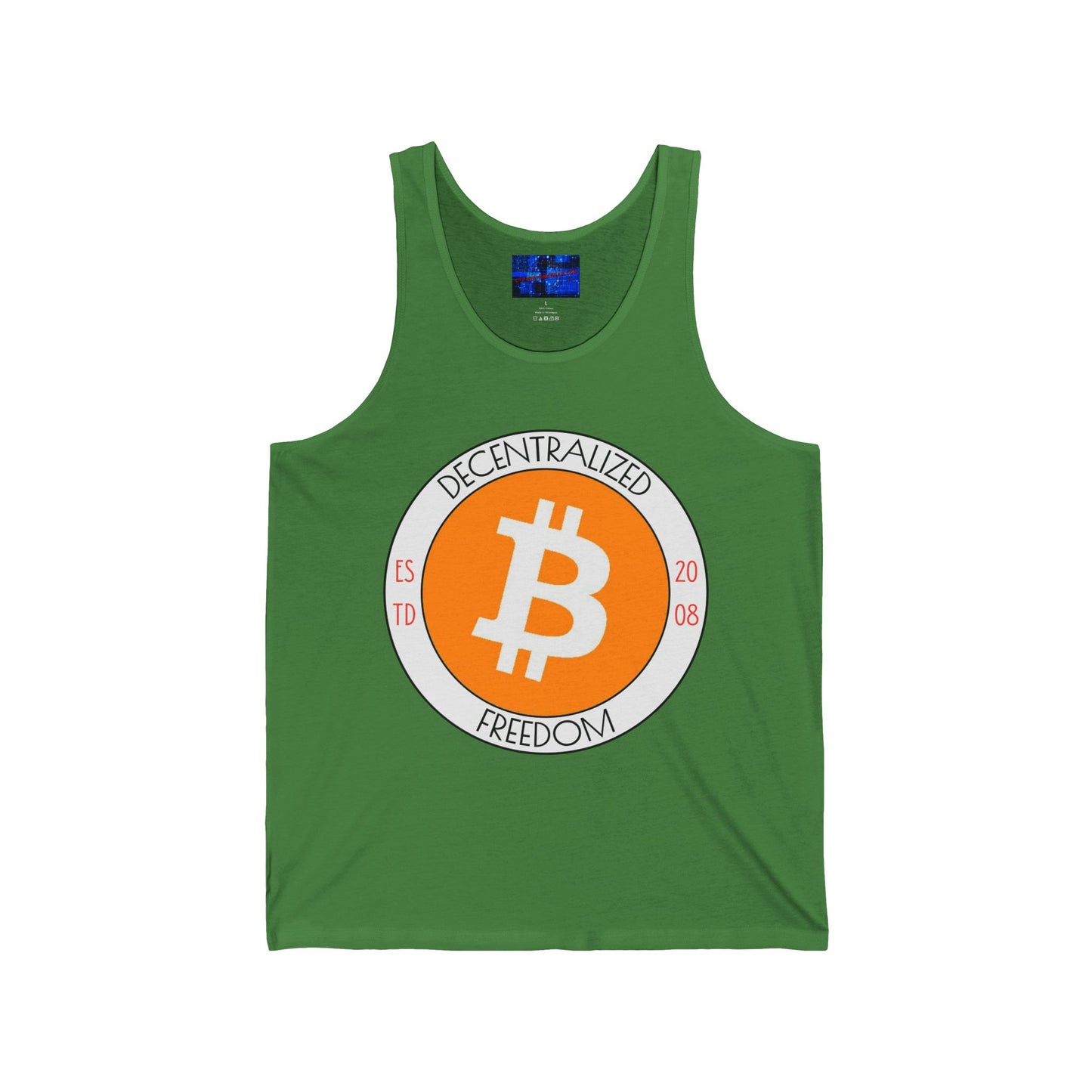 Bitcoin Decentralized Freedom Unisex Jersey Tank Top by cypherpunkgear.com