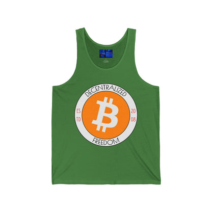 Bitcoin Decentralized Freedom Unisex Jersey Tank Top by cypherpunkgear.com