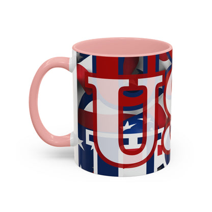 USA! USA! USA WHfont Patriot Accent Mug by cypherpunkgear