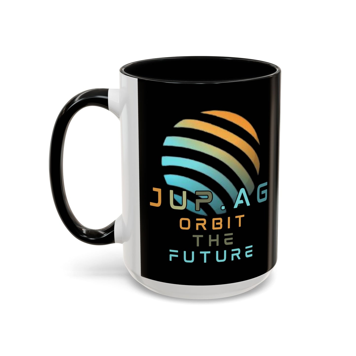 Jupiter (JUP) Orbit the Future Black Accent Mug by cypherpunkgear.com