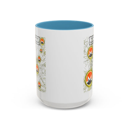 Monero (XMR) don't assume your freedoms are assured White Accent Mug by cypherpunkgear.com