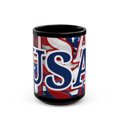 USA! USA! USA BLfont Patriot Black Mug by cypherpunkgear