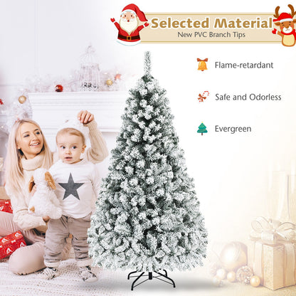 Pre-Lit Premium Snow Flocked Hinged Artificial Christmas Tree