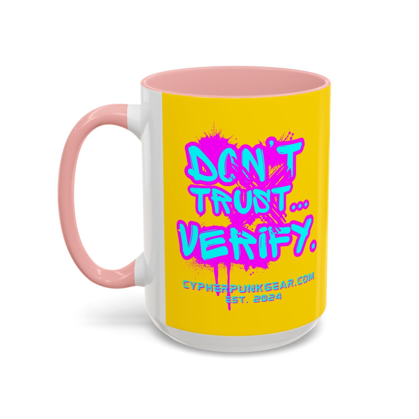 Don't Trust...Verify. Yellow Accent Mug by cypherpunkgear.com