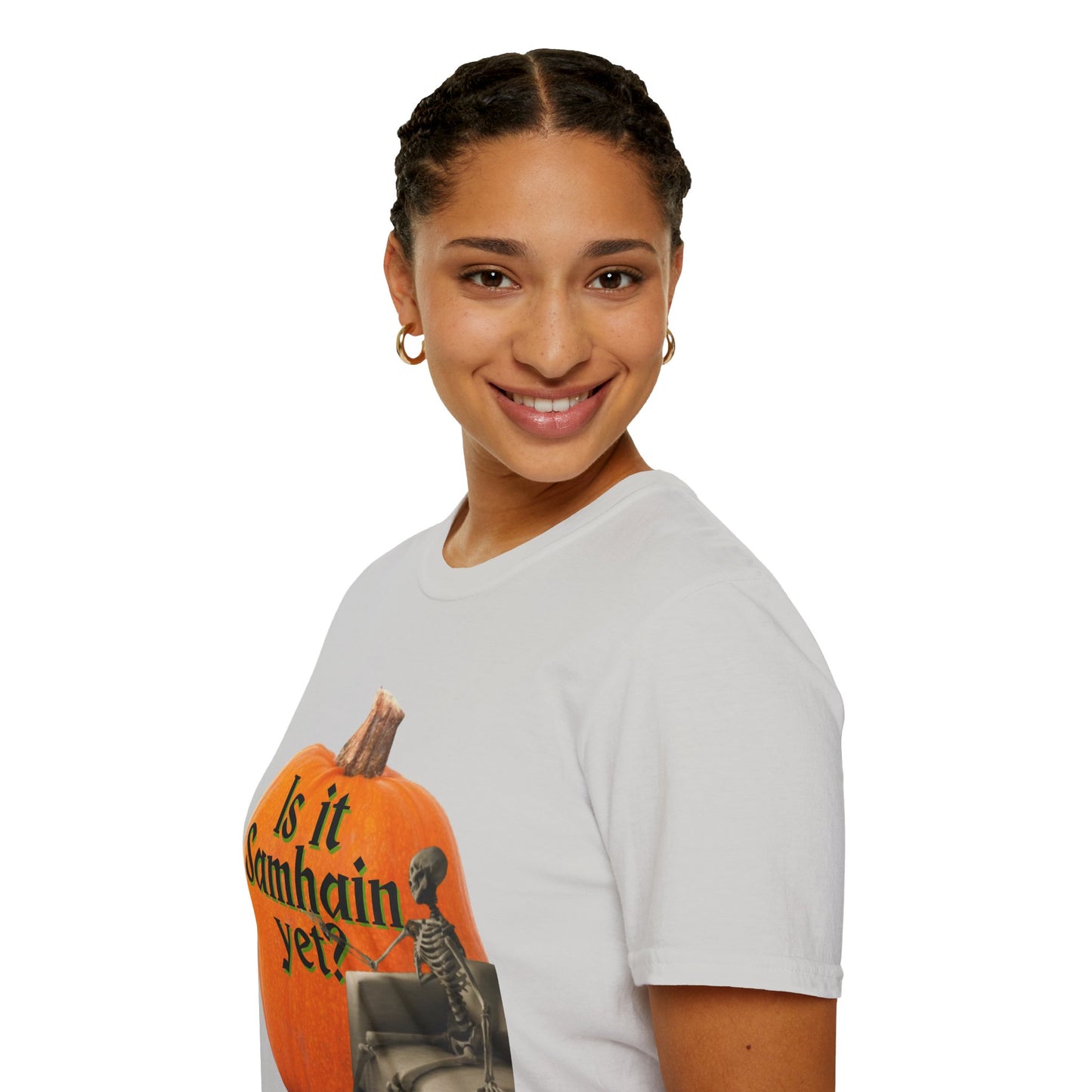 Is It Samhain Yet? Skeleton's Giant Pumpkin Light colors Unisex T-Shirt by CreepyCrafts.boo