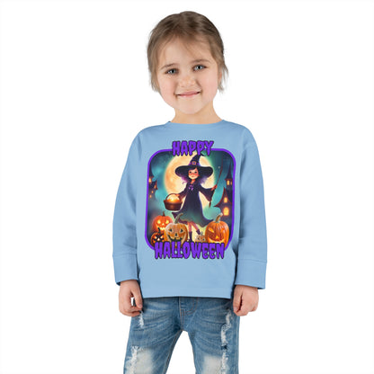 Happy Halloween Little Witch PRfont Toddler Long Sleeve Tee by cypherpunkgear