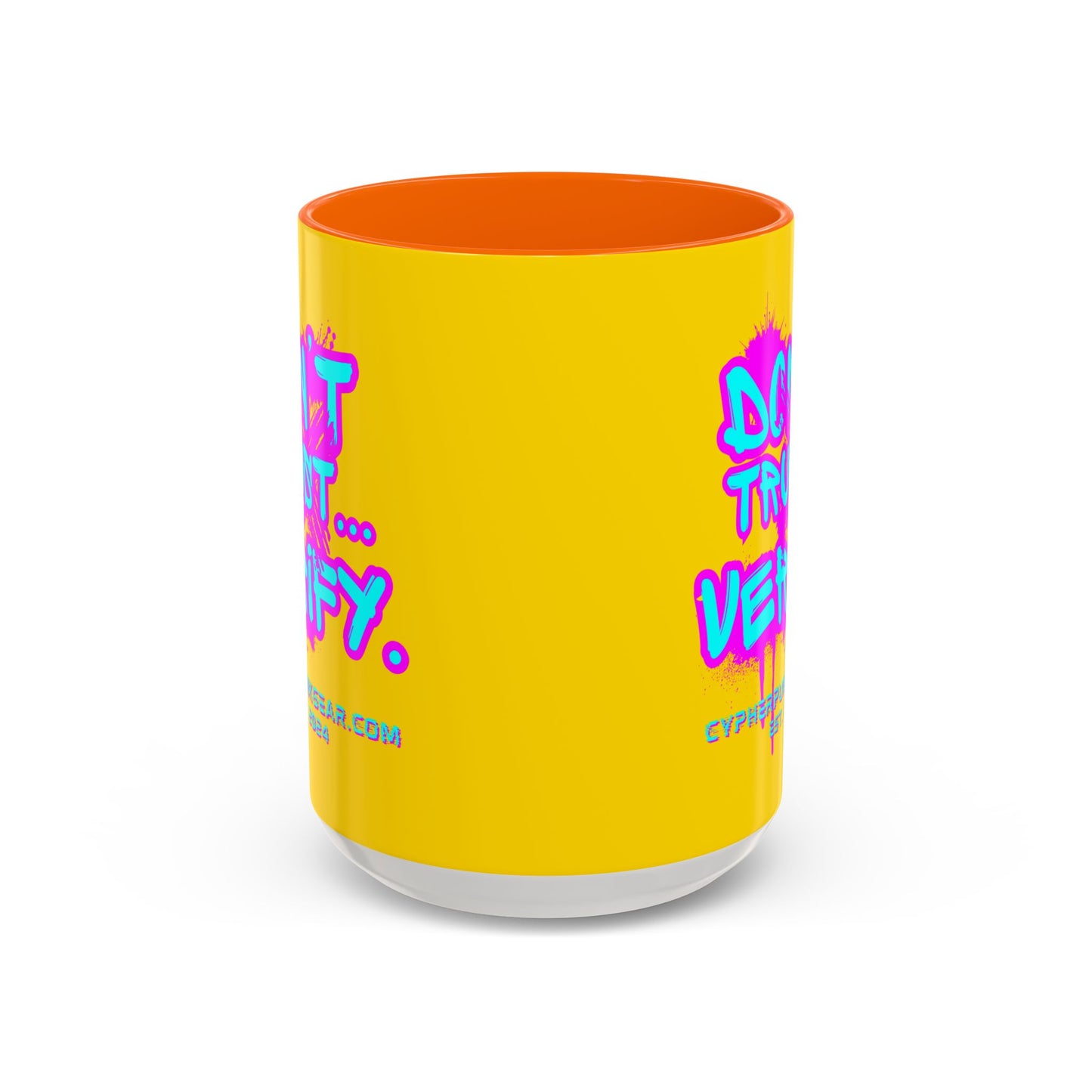 Don't Trust...Verify. Yellow Accent Mug by cypherpunkgear.com