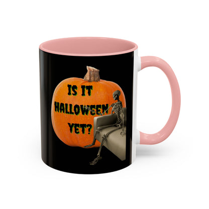 Is it Halloween yet? Skeleton's Giant Pumpkin Black Accent Mug by CreepyCrafts.boo