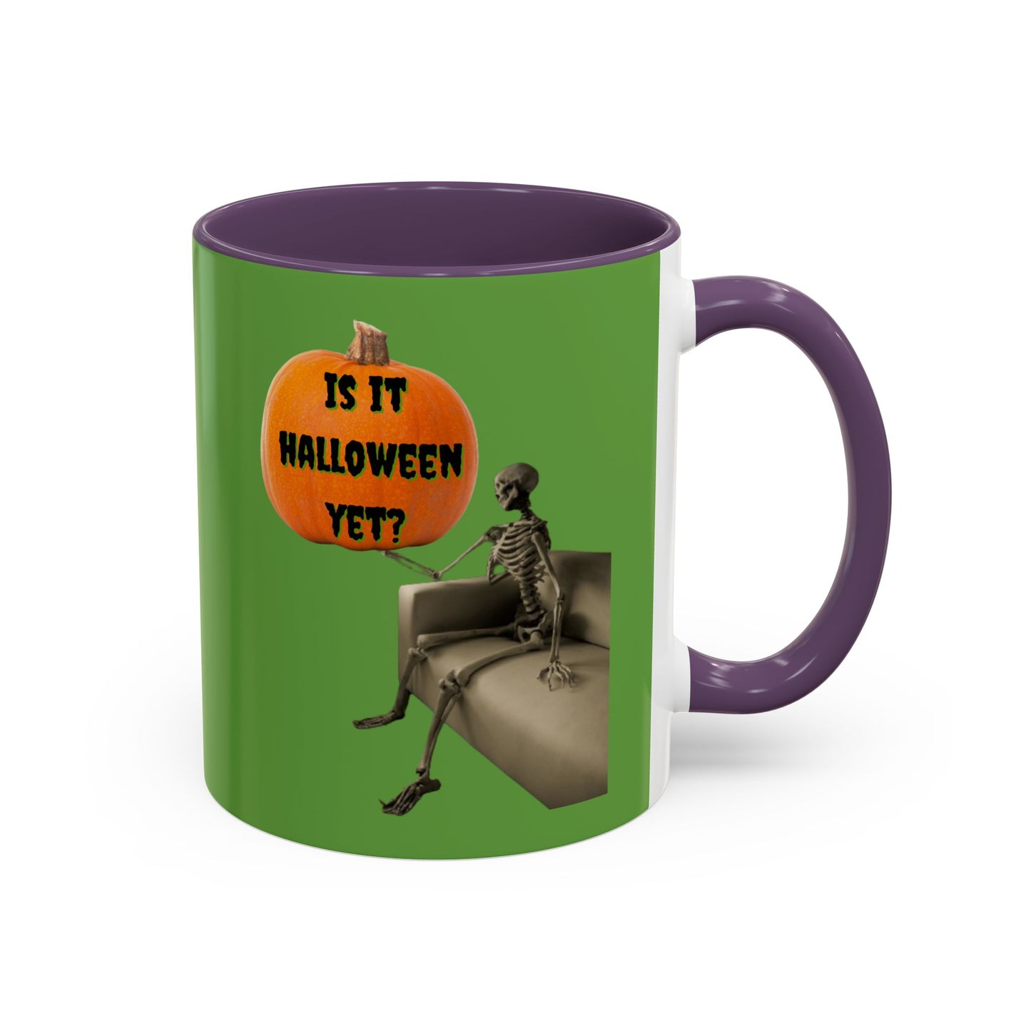 Is it Halloween yet? Skeleton's Pumpkin Accent Mug by CreepyCrafts.boo