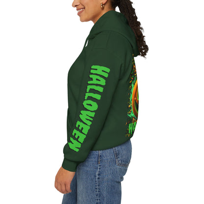 Happy Halloween Green Jack Hoodie Unisex Hooded Sweatshirt by cypherpunkgear