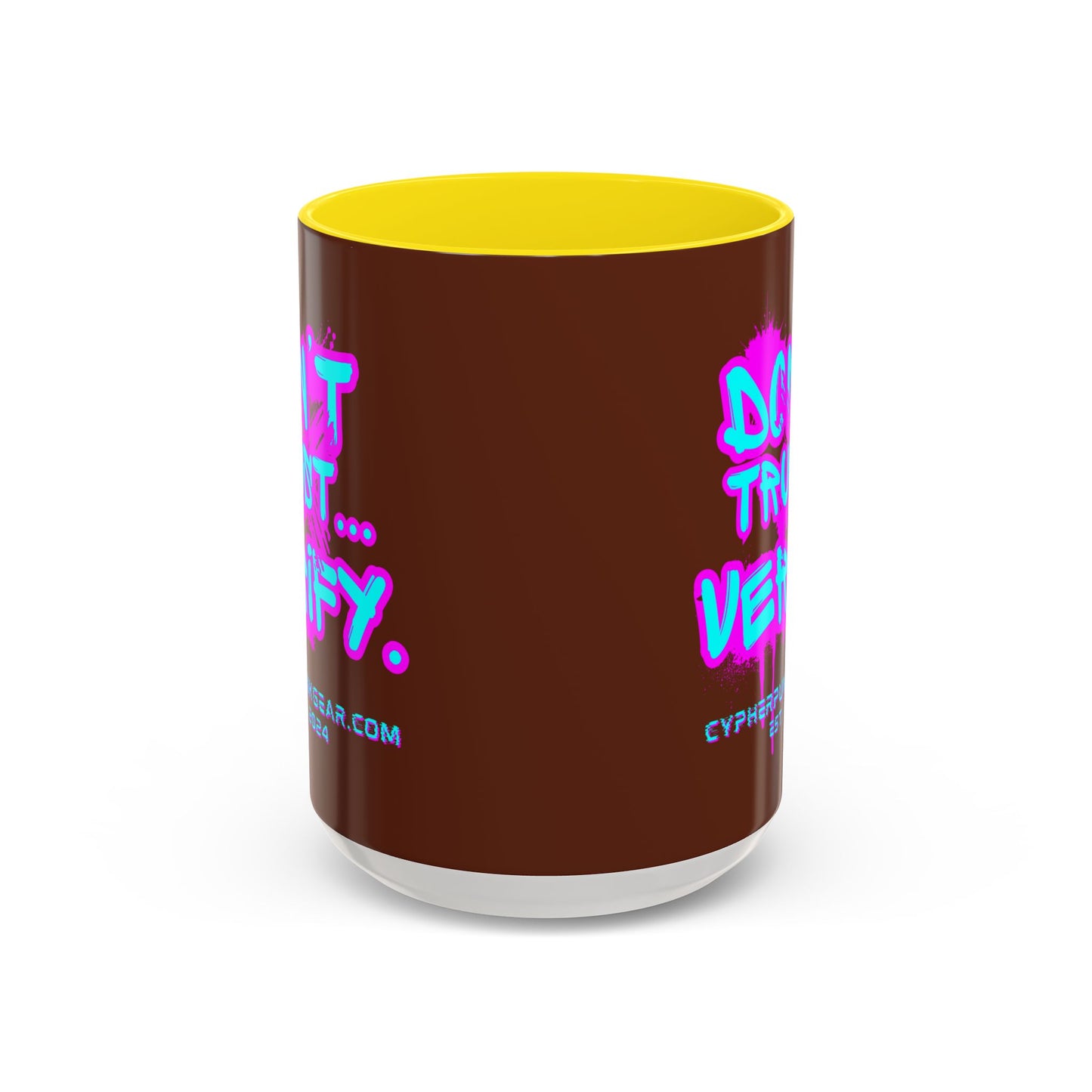 Don't Trust...Verify. Brown Accent Mug by cypherpunkgear.com