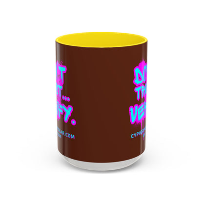 Don't Trust...Verify. Brown Accent Mug by cypherpunkgear.com