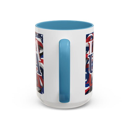 USA Blue font Center Patriot Accent Mug by cypherpunkgear.com