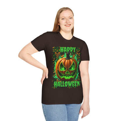 Happy Halloween Green Jack Dark colors Unisex T-Shirt by CreepyCrafts.boo