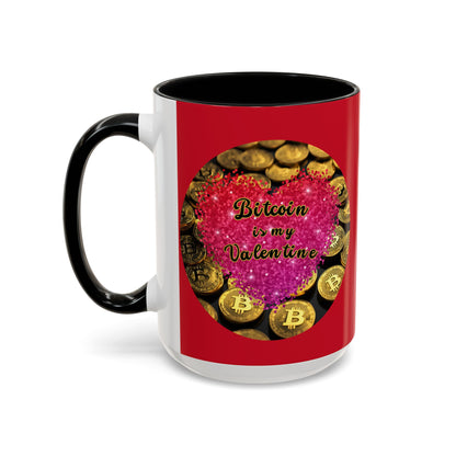 Bitcoin is My Valentine Red Accent Mug by cypherpunkgear.com