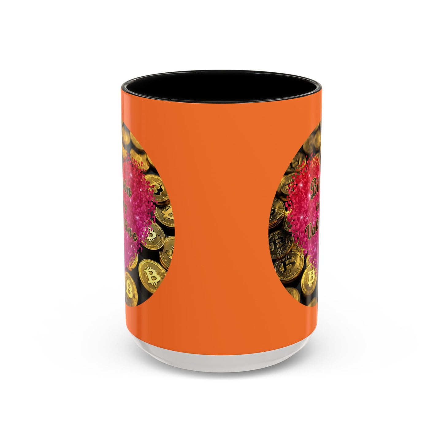 Bitcoin is My Valentine Orange Accent Mug by cypherpunkgear.com