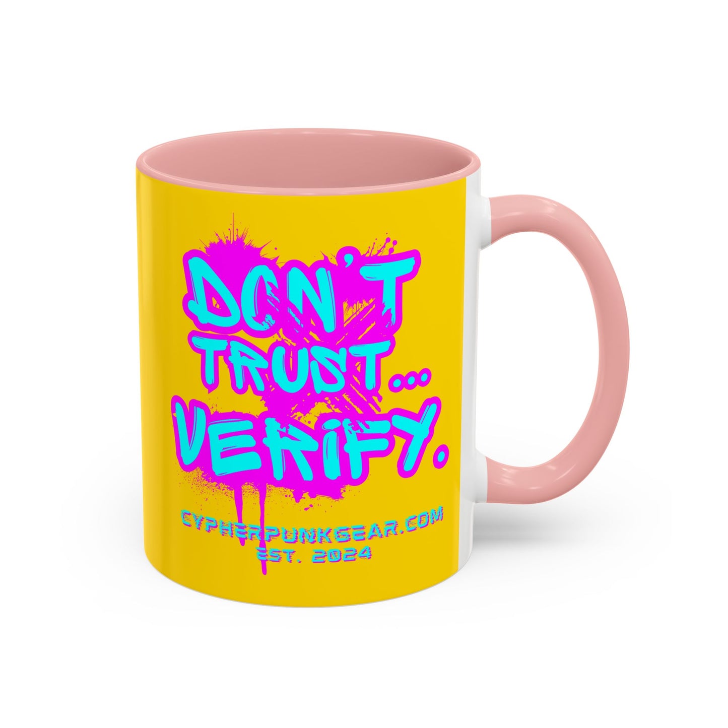 Don't Trust...Verify. Yellow Accent Mug by cypherpunkgear.com