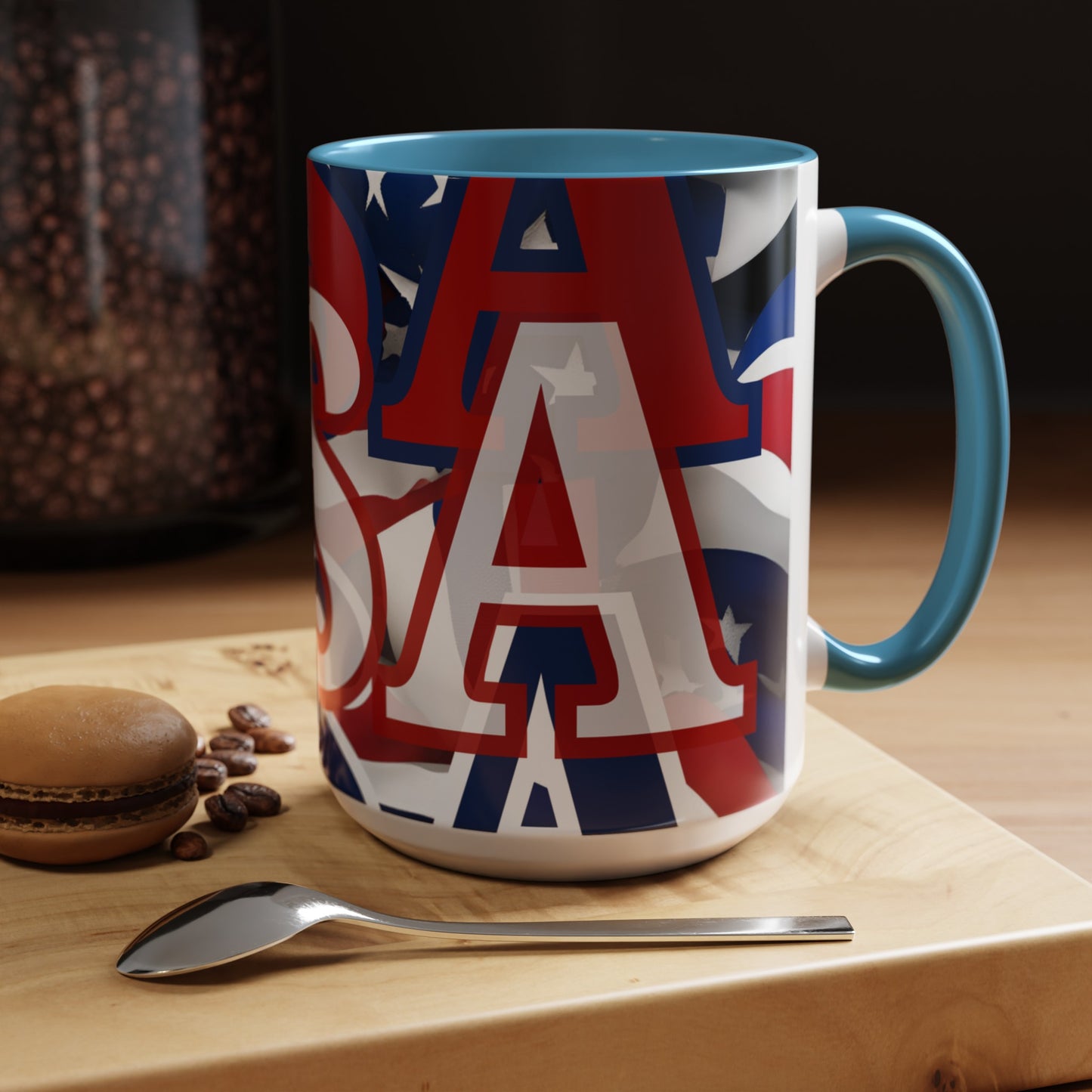 USA! USA! USA WHfont Patriot Accent Mug by cypherpunkgear