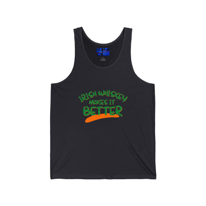 Irish Whiskey makes it better GNfont Unisex Jersey Tank Top by cypherpunkgear.com