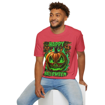 Happy Halloween Green Jack Light colors Unisex T-Shirt by CreepyCrafts.boo