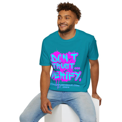 Don't Trust...Verify. Dark colors Unisex T-Shirt by cypherpunkgear.com