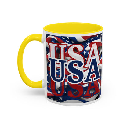 USA Blue font Center Patriot Accent Mug by cypherpunkgear.com