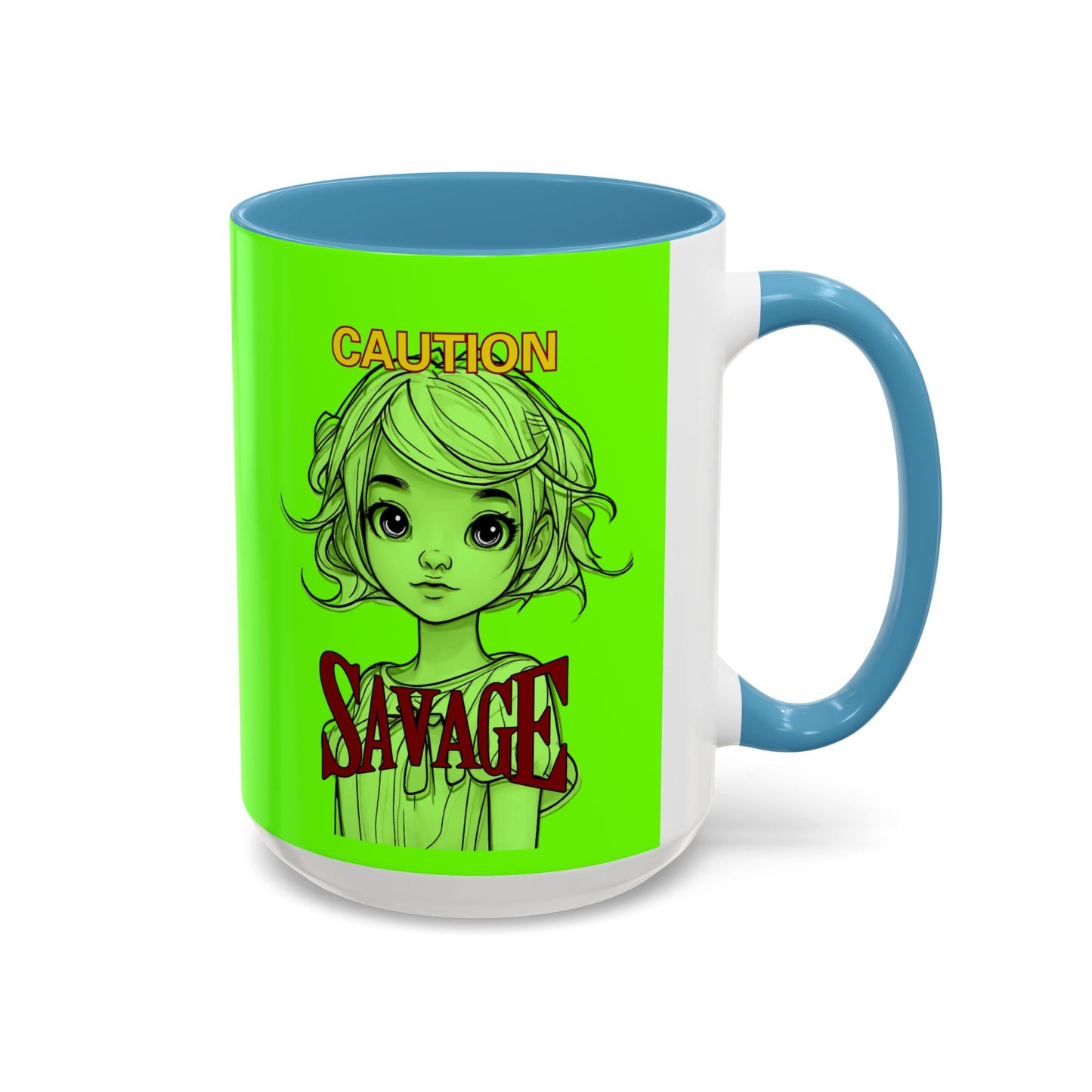 Caution, Savage Light Green Accent Mug by cypherpunkgear.com