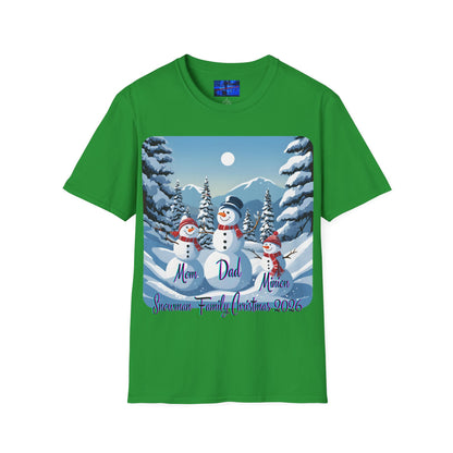 Snowman Family of 3 Dark colors Unisex T-Shirt by cypherpunkgear.com