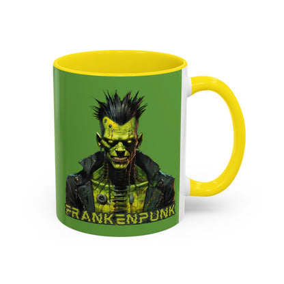 Frankenpunk Green Accent Mug by CreepyCrafts.boo