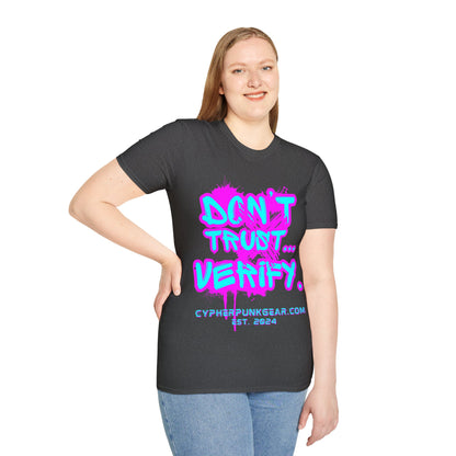 Don't Trust...Verify. Dark colors Unisex T-Shirt by cypherpunkgear.com